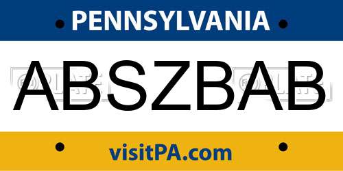 ABSZBAB Pennsylvania License Plate