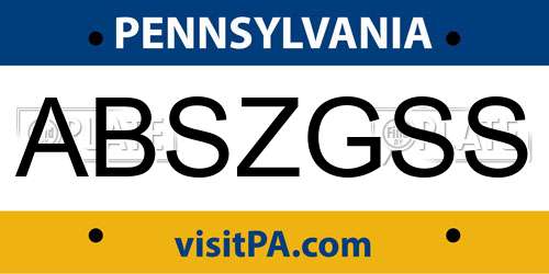 ABSZGSS Pennsylvania License Plate