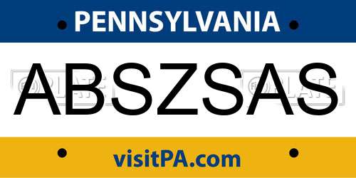 ABSZSAS Pennsylvania License Plate