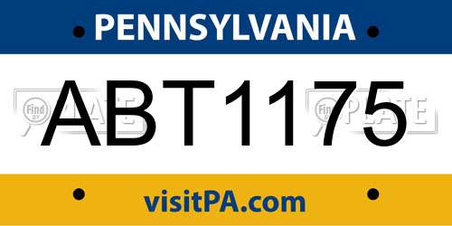 ABT1175 Pennsylvania License Plate