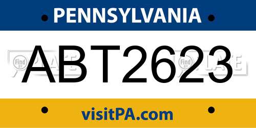 ABT2623 Pennsylvania License Plate