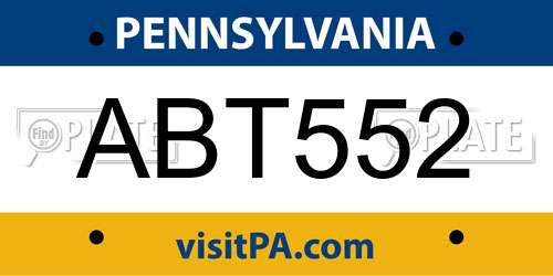 ABT552 Pennsylvania License Plate