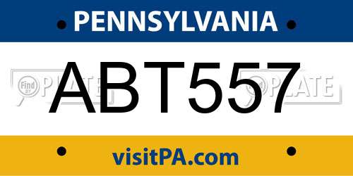 ABT557 Pennsylvania License Plate