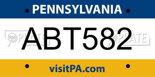 ABT582 Pennsylvania License Plate