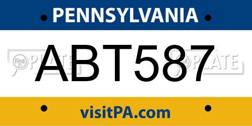 ABT587 Pennsylvania License Plate