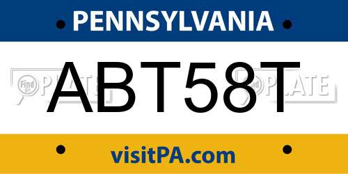 ABT58T Pennsylvania License Plate