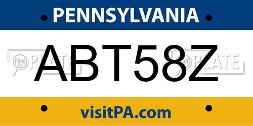 ABT58Z Pennsylvania License Plate