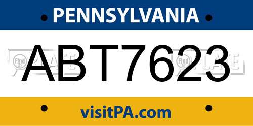 ABT7623 Pennsylvania License Plate