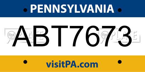 ABT7673 Pennsylvania License Plate