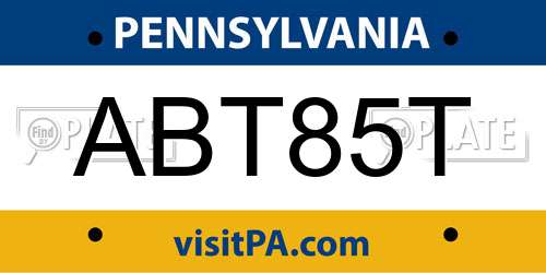 ABT85T Pennsylvania License Plate