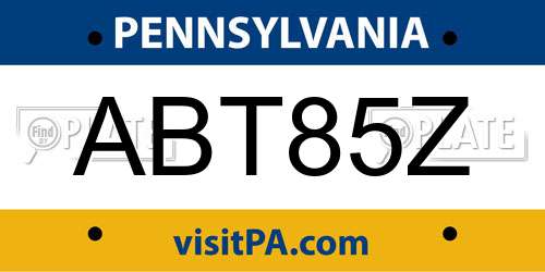 ABT85Z Pennsylvania License Plate