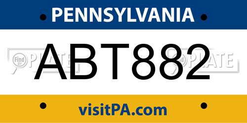 ABT882 Pennsylvania License Plate