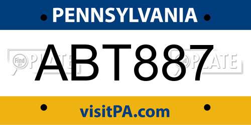 ABT887 Pennsylvania License Plate