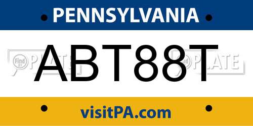 ABT88T Pennsylvania License Plate
