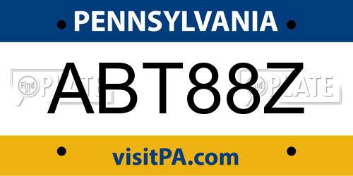 ABT88Z Pennsylvania License Plate