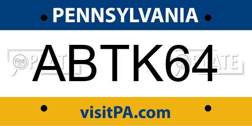ABTK64 Pennsylvania License Plate