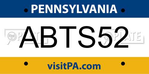 ABTS52 Pennsylvania License Plate