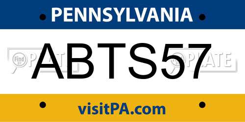 ABTS57 Pennsylvania License Plate