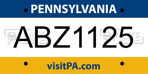 ABZ1125 Pennsylvania License Plate