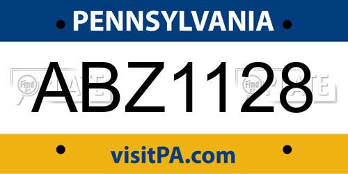 ABZ1128 Pennsylvania License Plate