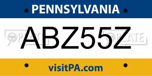 ABZ55Z Pennsylvania License Plate