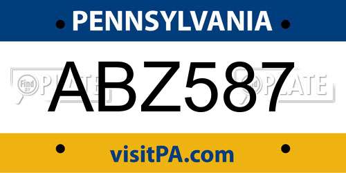 ABZ587 Pennsylvania License Plate