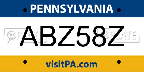ABZ58Z Pennsylvania License Plate