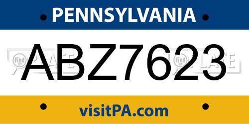 ABZ7623 Pennsylvania License Plate