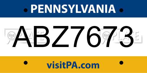 ABZ7673 Pennsylvania License Plate