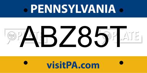 ABZ85T Pennsylvania License Plate