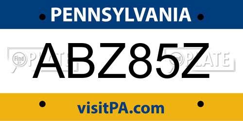 ABZ85Z Pennsylvania License Plate