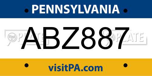 ABZ887 Pennsylvania License Plate