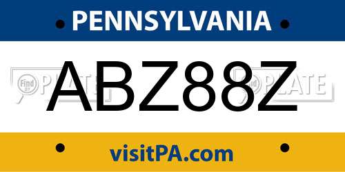 ABZ88Z Pennsylvania License Plate