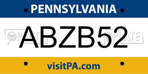 ABZB52 Pennsylvania License Plate
