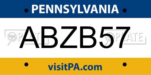 ABZB57 Pennsylvania License Plate