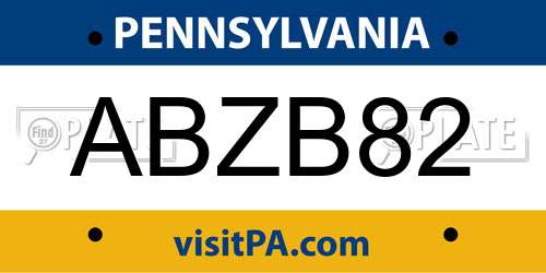 ABZB82 Pennsylvania License Plate