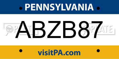 ABZB87 Pennsylvania License Plate
