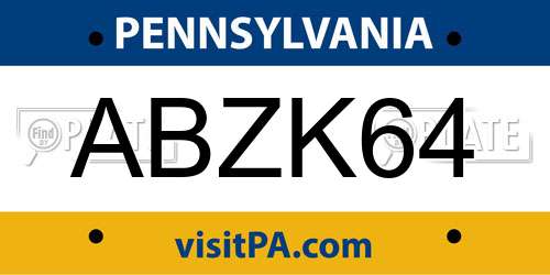 ABZK64 Pennsylvania License Plate