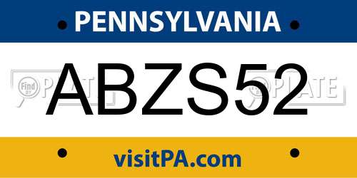 ABZS52 Pennsylvania License Plate
