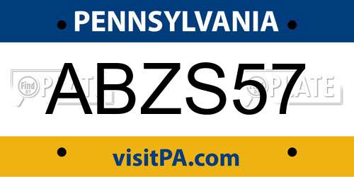 ABZS57 Pennsylvania License Plate