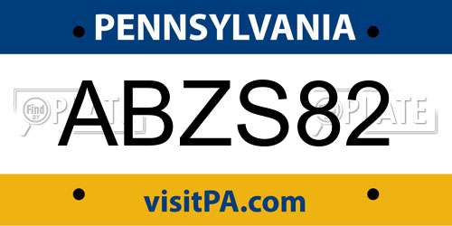 ABZS82 Pennsylvania License Plate