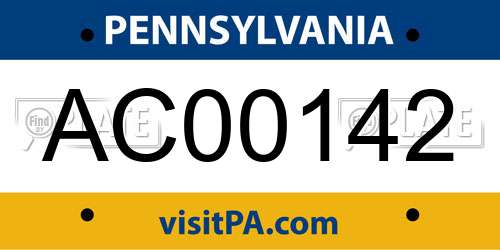 AC00142 Pennsylvania License Plate