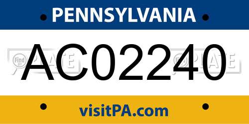 AC02240 Pennsylvania License Plate