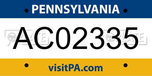 AC02335 Pennsylvania License Plate