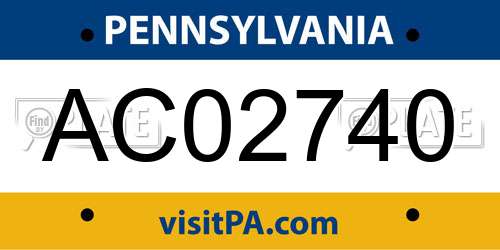AC02740 Pennsylvania License Plate