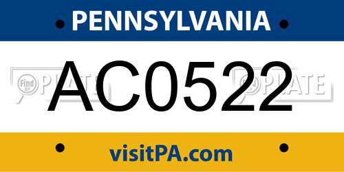 AC0522 Pennsylvania License Plate