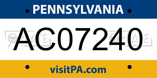 AC07240 Pennsylvania License Plate
