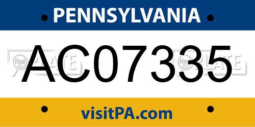 AC07335 Pennsylvania License Plate