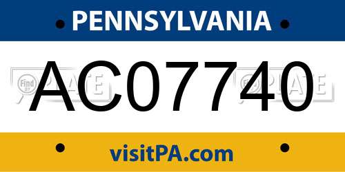 AC07740 Pennsylvania License Plate
