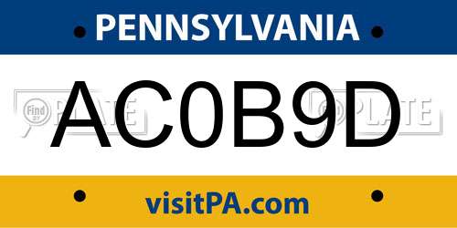 AC0B9D Pennsylvania License Plate